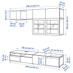 Комбинация для хранения ТВ - IKEA BESTÅ/BESTA, 231x42x240см, темно-серый, БЕСТО ИКЕА