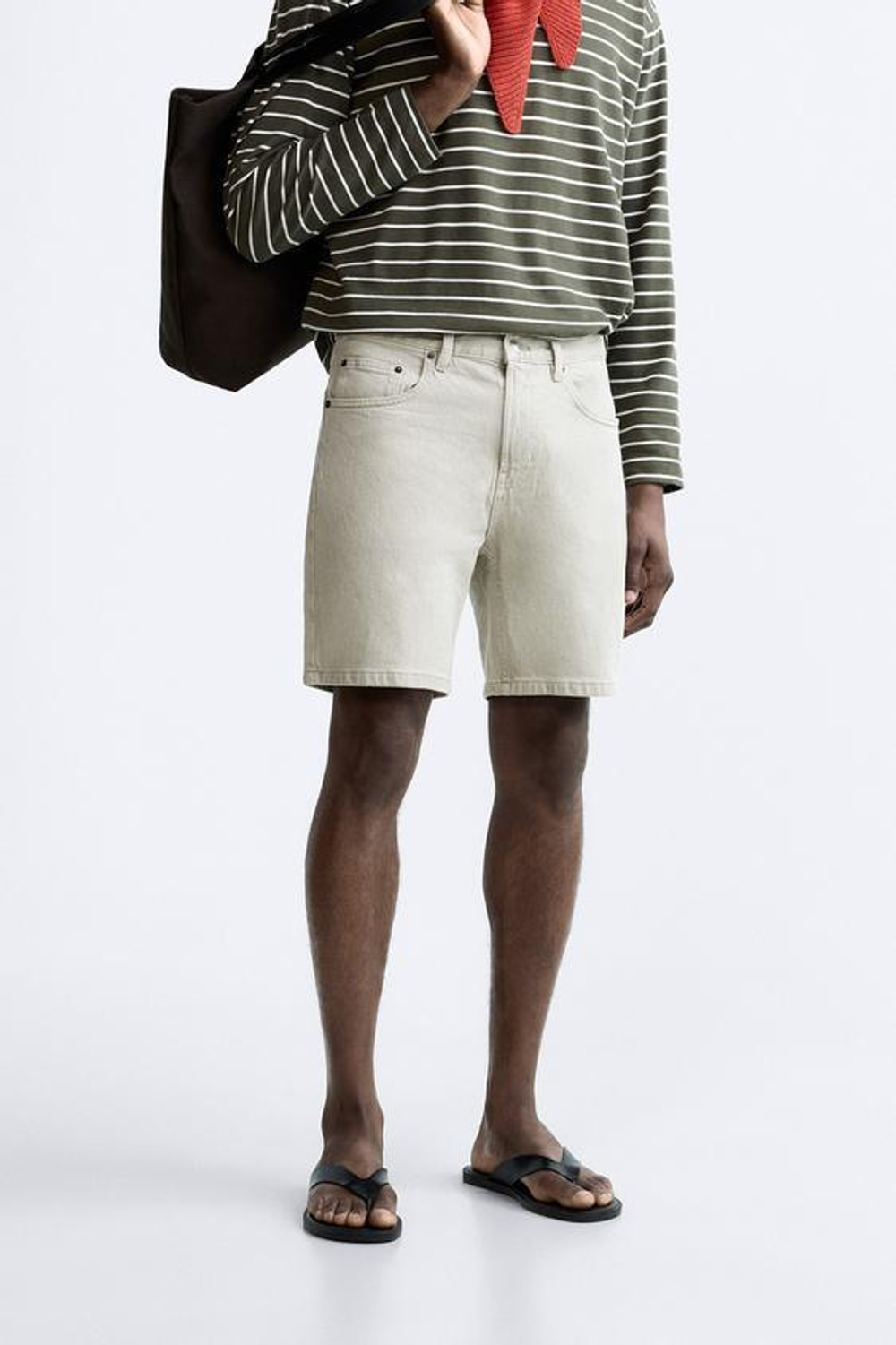 ZARA ЦВЕТНЫЕ ДЖИНСОВЫЕ ШОРТЫ, ПЕСОЧНЫЙ