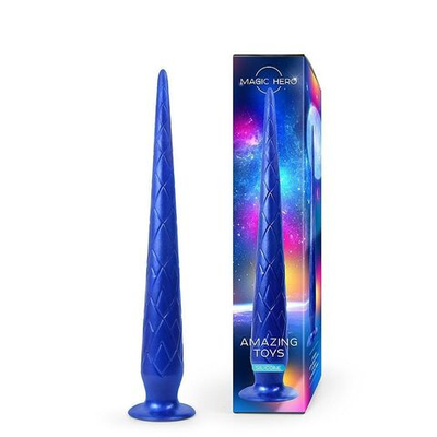 Синий стимулятор с ромбовидным рельефом - 31,5 см. (Цвет: синий)