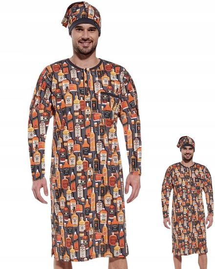 Сорочка ночная мужская с длинным рукавом и колпаком Cornette 110/23