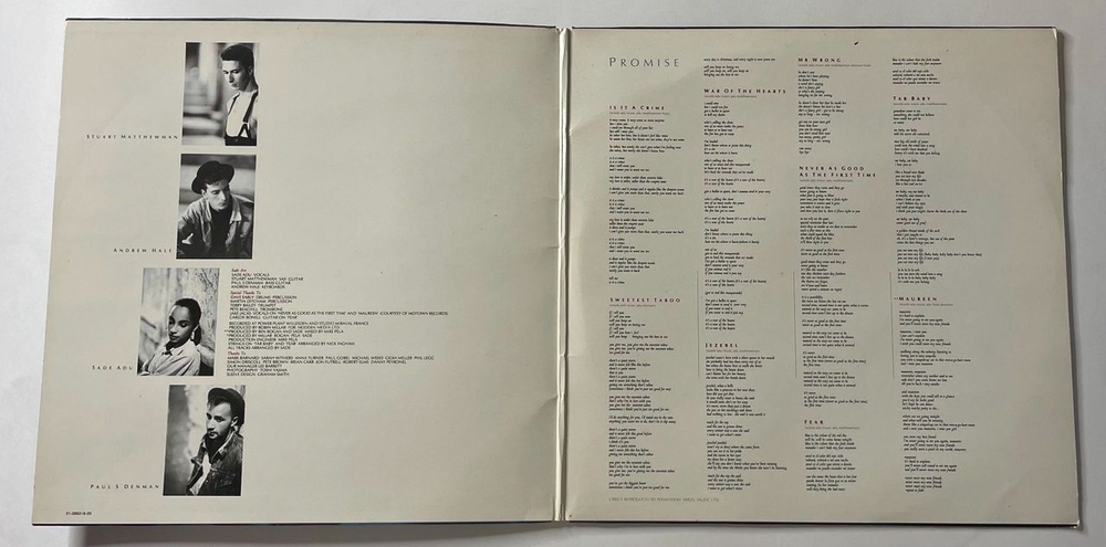 Винтажная виниловая пластинка LP Sade Promise (Holland 1985)