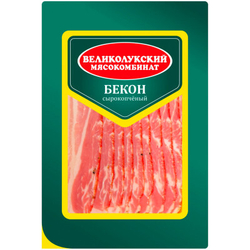 Бекон сырокопчёный нарезка 150 г Великолукский