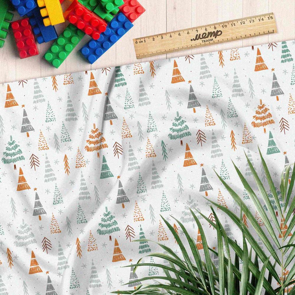 Ткань таффета нарисованный лес