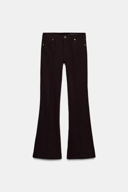 ZARA БРЮКИ FLARE С НИЗКОЙ ПОСАДКОЙ, КОРИЧНЕВЫЙ