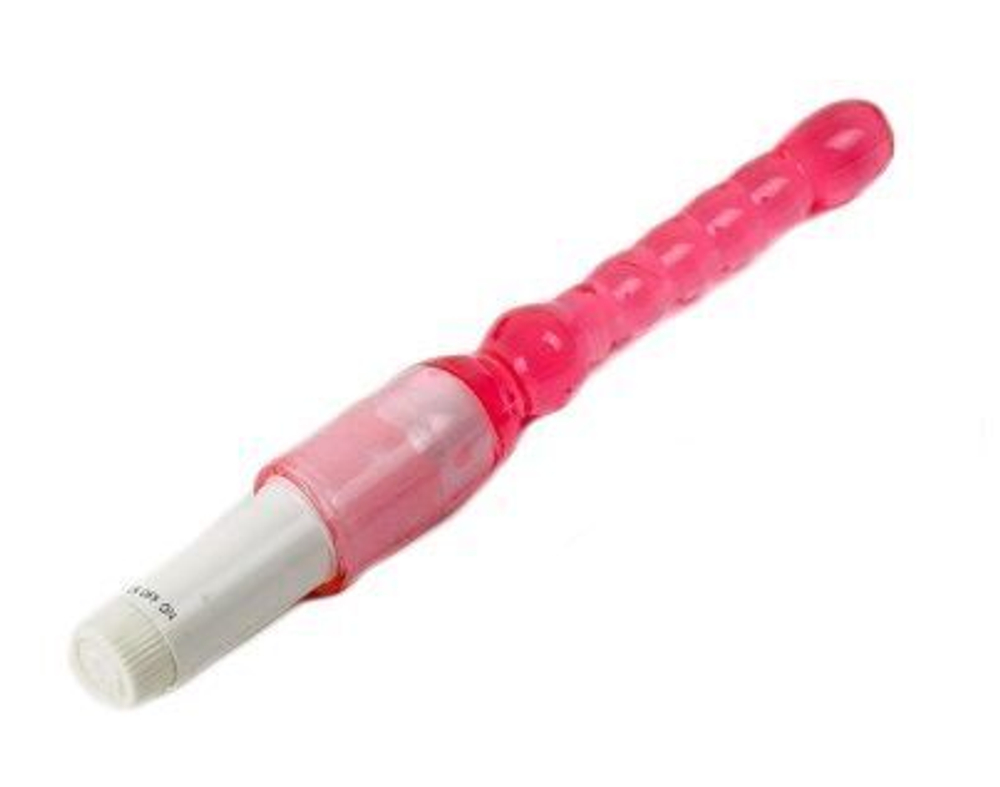 Красный анальный стимулятор с вибрацией - 23,5 см. (Цвет: красный)