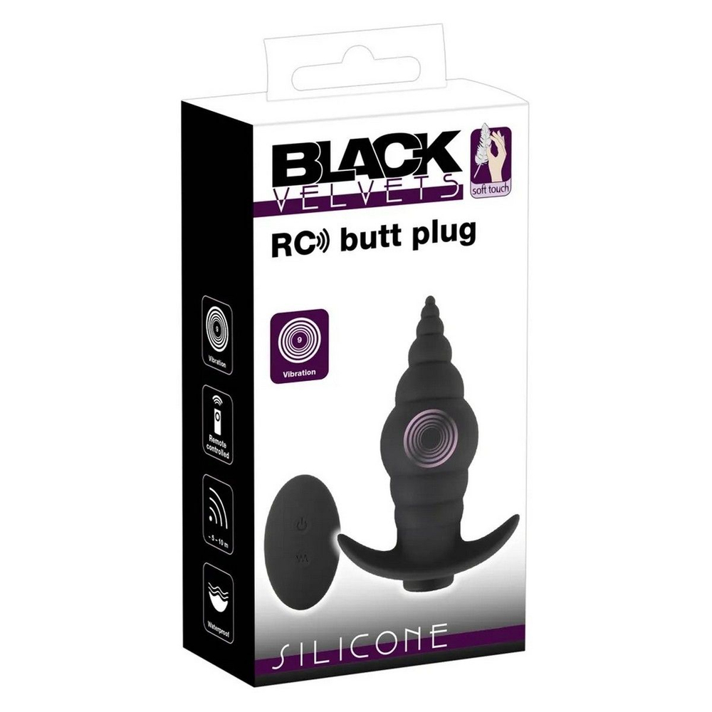 Черная анальная вибропробка RC Butt Plug - 9,6 см. (Цвет: черный)