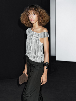 Massimo Dutti Брюки с широкими штанинами и декоративными швами, черный