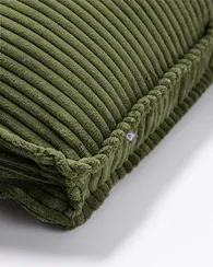 Blok Подушка из зеленого вельвета с широким швом 60 x 60 см