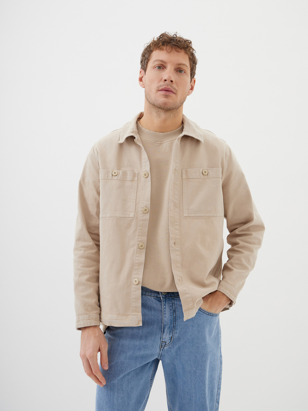 Мужская Рубашка - beige-1