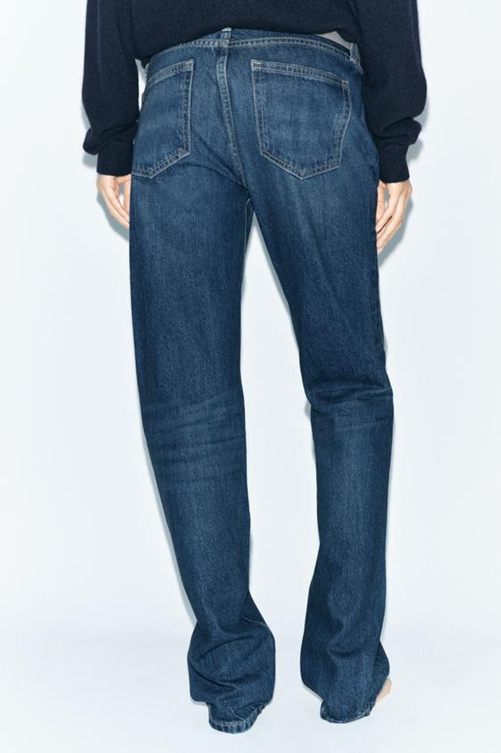 ZARA ДЖИНСЫ ПРЯМОГО КРОЯ С НИЗКОЙ ПОСАДКОЙ — ZW COLLECTION, СИНИЙ