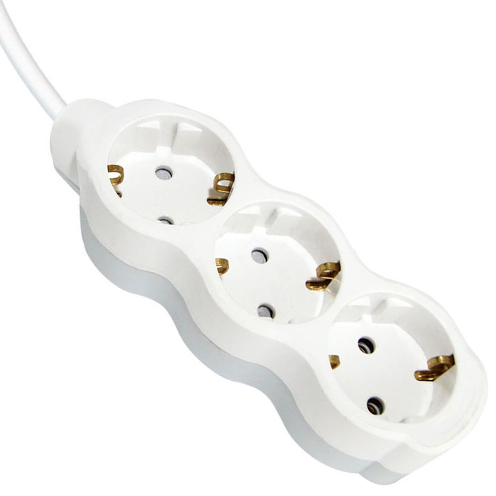 Удлинитель бытовой 3 гн, 1.5 м, ПВС, 3х1 мм2, с/з, 16 А, бело-сер, TDM, Люкс УЛ03, SQ1303-0232