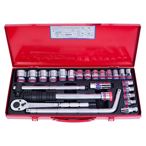 KING TONY (4533SR) Набор торцевых головок с принадлежностями 1/2", 6-гранные, 5/16"-1&1/4", 24 предмета