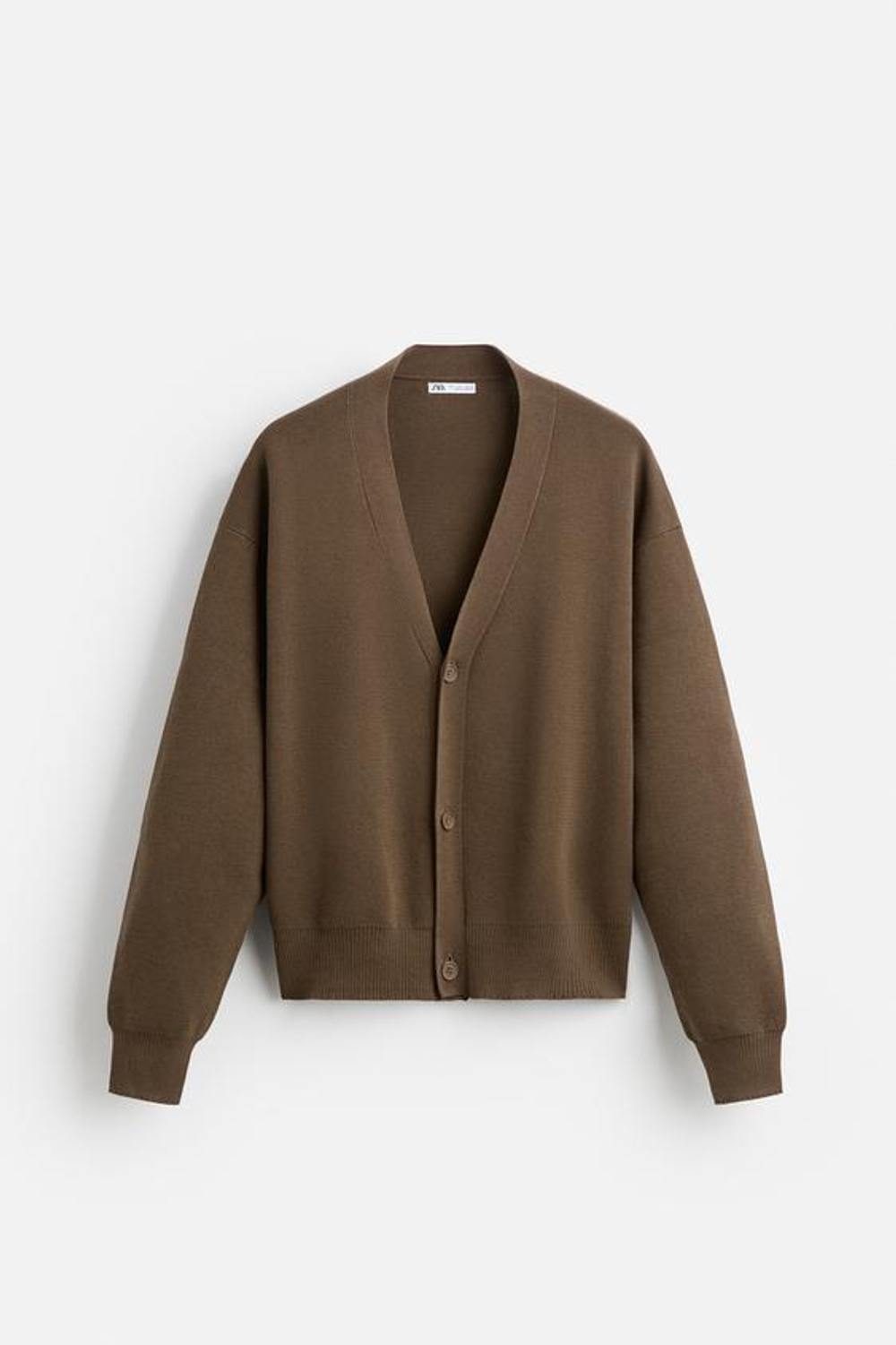 ZARA КАРДИГАН ИЗ РЕЛЬЕФНОГО ХЛОПКА, КОРИЧНЕВЫЙ