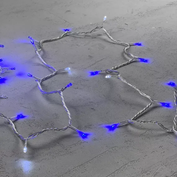 Светодиодная гирлянда с белым бликующим диодом 10 м, 220-230V., 100 синих LED ламп, прозрачный ПВХ, LTC (PST100BLW-10-2B)