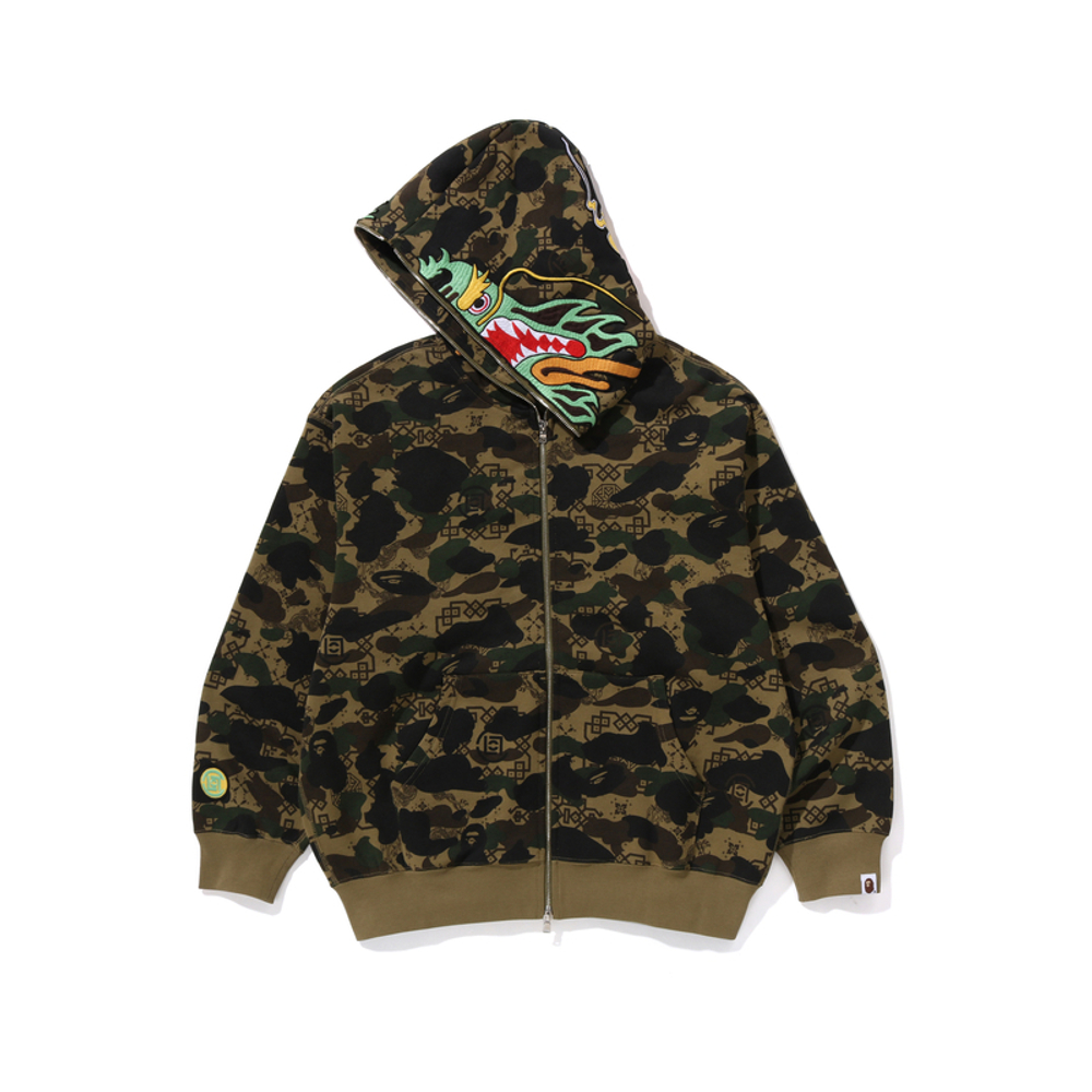 A Bathing Ape X Clot Camo Shark Full Zip Худи зеленый
