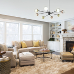 Светодиодная люстра на штанге 90Вт, 7200лм, 3000-6000K, Ra>80, плавная регулировка мощности, изменение цветовой температуры, металл/акрил, золото/медь/прозрачный