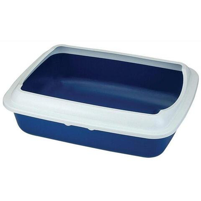 Туалет для кошек прямоугольный с бортом "Параллель", темно-синий/белый, 505*390*150мм, серия HYGIENE, Triol