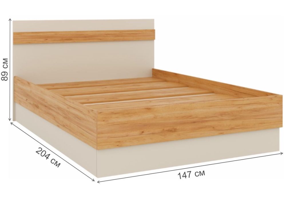 Полутораспальная кровать Кассандра 140х200 дуб крафт золотой / кашемир