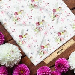 Ткань атлас фея в цветочках