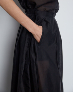 Юбка со складками из хлопка и шелка черный