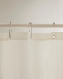 ZARA HOME ЖАККАРДОВАЯ ЛЬНЯНАЯ ШТОРКА ДЛЯ ВАННОЙ, ЦВЕТ СЛОНОВОЙ КОСТИ