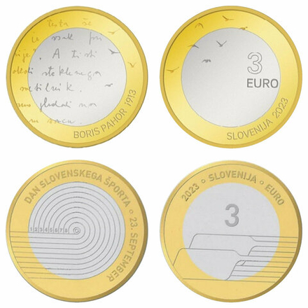 Словения 3 евро, 2023 Спорт и Пахор 2 монеты
