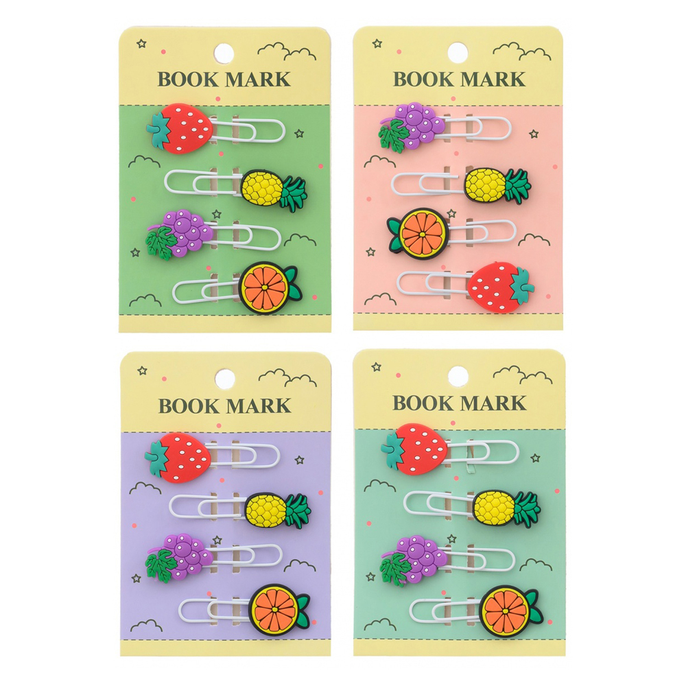 Закладки-скрепки Basir, серия "Фрукты", 4 цвета ассорти