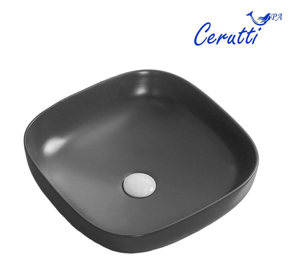 Раковина CR2677 накладная, черный матовый, квадратная 420х420х140 Ceruttispa