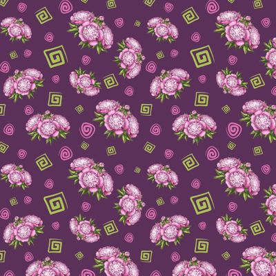 Нежные пионы на фиолетовом фоне