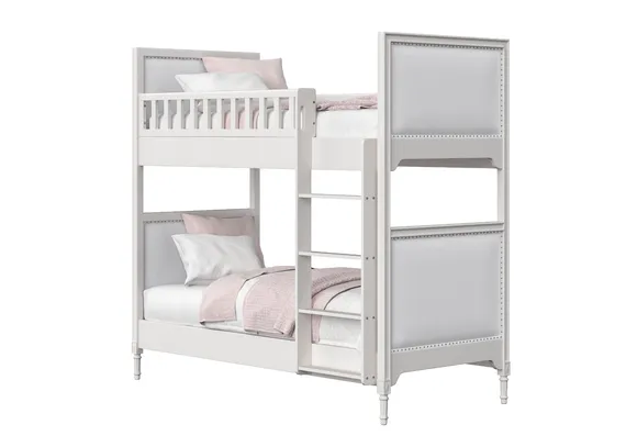 Кровать двухъярусная Elit (белый, серая ткань)