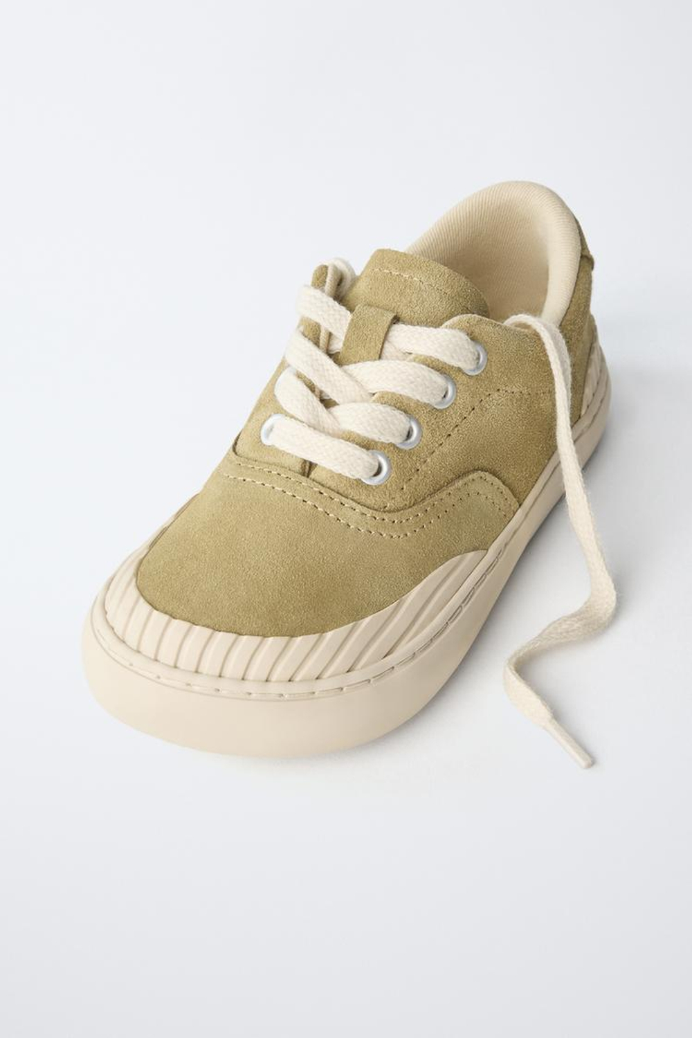 ZARA КОЖАНЫЕ КЕДЫ, ЗЕЛЕНЫЙ ХАКИ