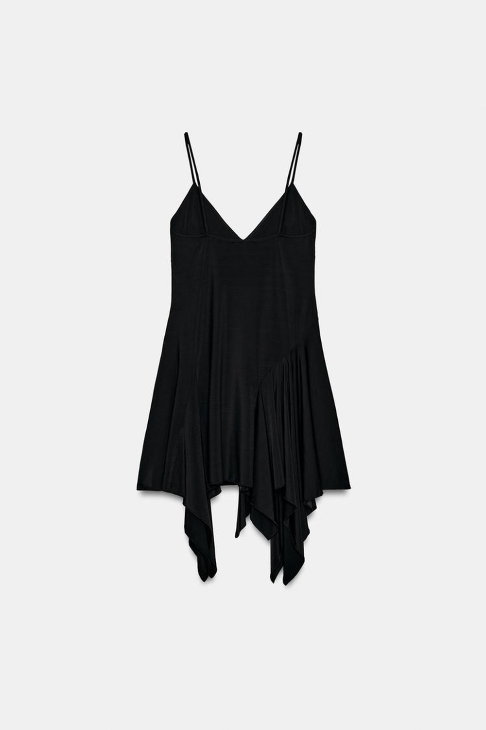 ZARA ПЛАТЬЕ АСИММЕТРИЧНОГО КРОЯ НА БРЕТЕЛЯХ, ЧЕРНЫЙ