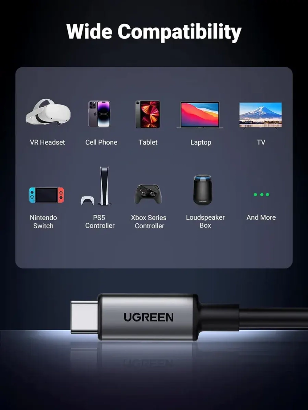Кабель USB-C Угрин для зарядки VR очков Г-образный