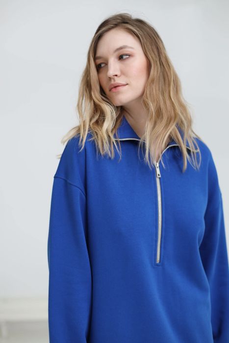 Анорак из футера без начеса, royal blue