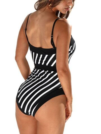 Совместный купальник с формованными чашками Monopoli (Размер: B/XXL) (Цвет: черный с белым)