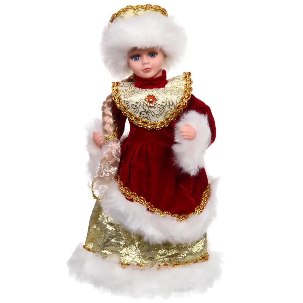 Снегурочка «Новогодняя пьеса» 40 см в красной шубке