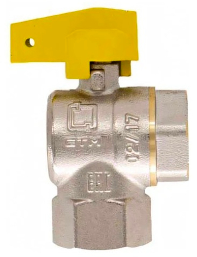 Кран шаровый д/газа угловой СТМ Ду 15 (1/2") вн-вн, бабочка