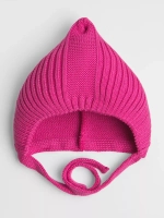 Чепчик для девочки вязаный на завязках на осень