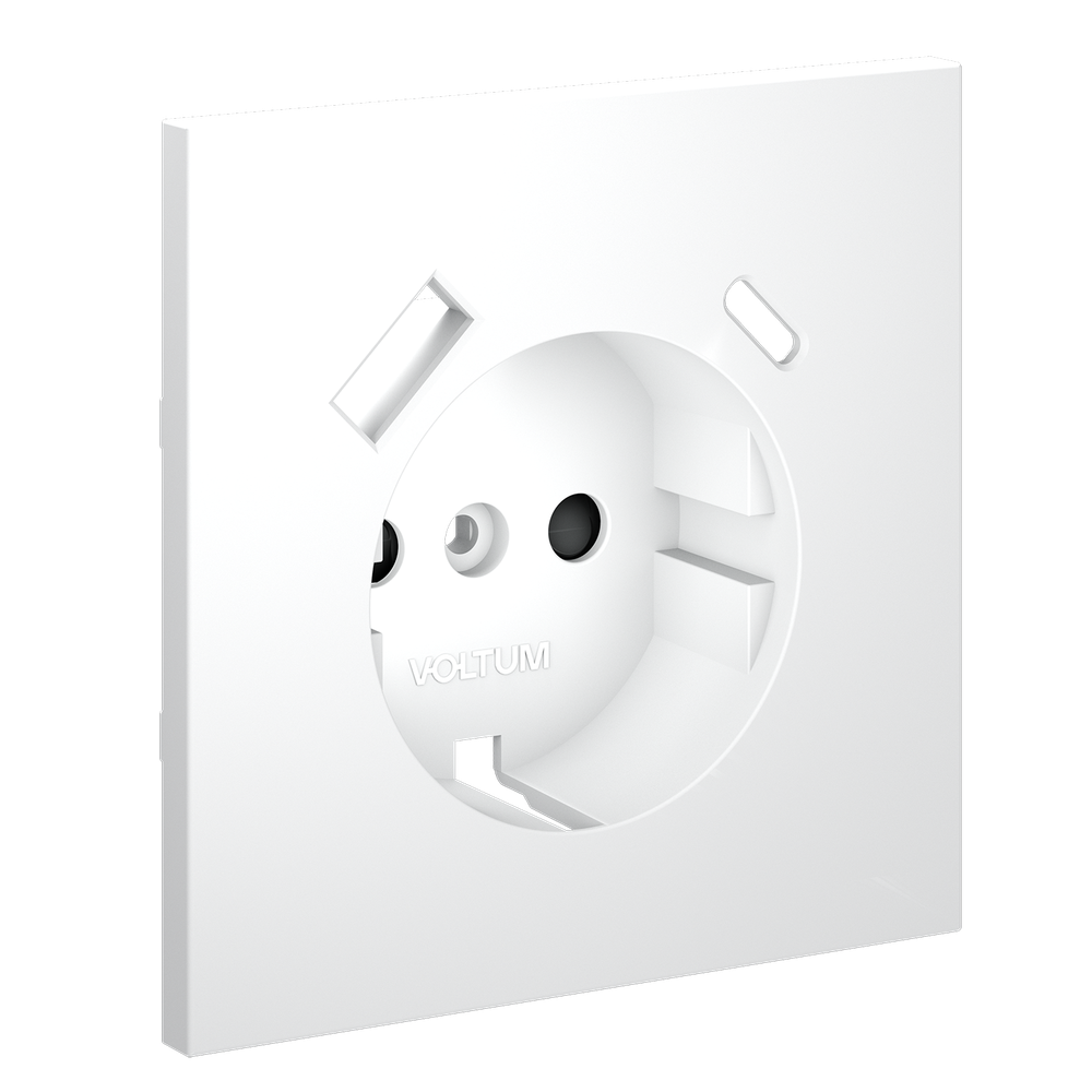 Накладка для розетки с заземлением и защитными шторками, с USB A+C, (белый матовый) Voltum S70 VLS001002