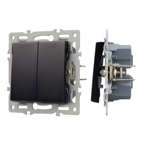 Механизм выключателя двухклавишный непроходной SWT-MK02-PL-BK (250V, 16A) Arlight 043725