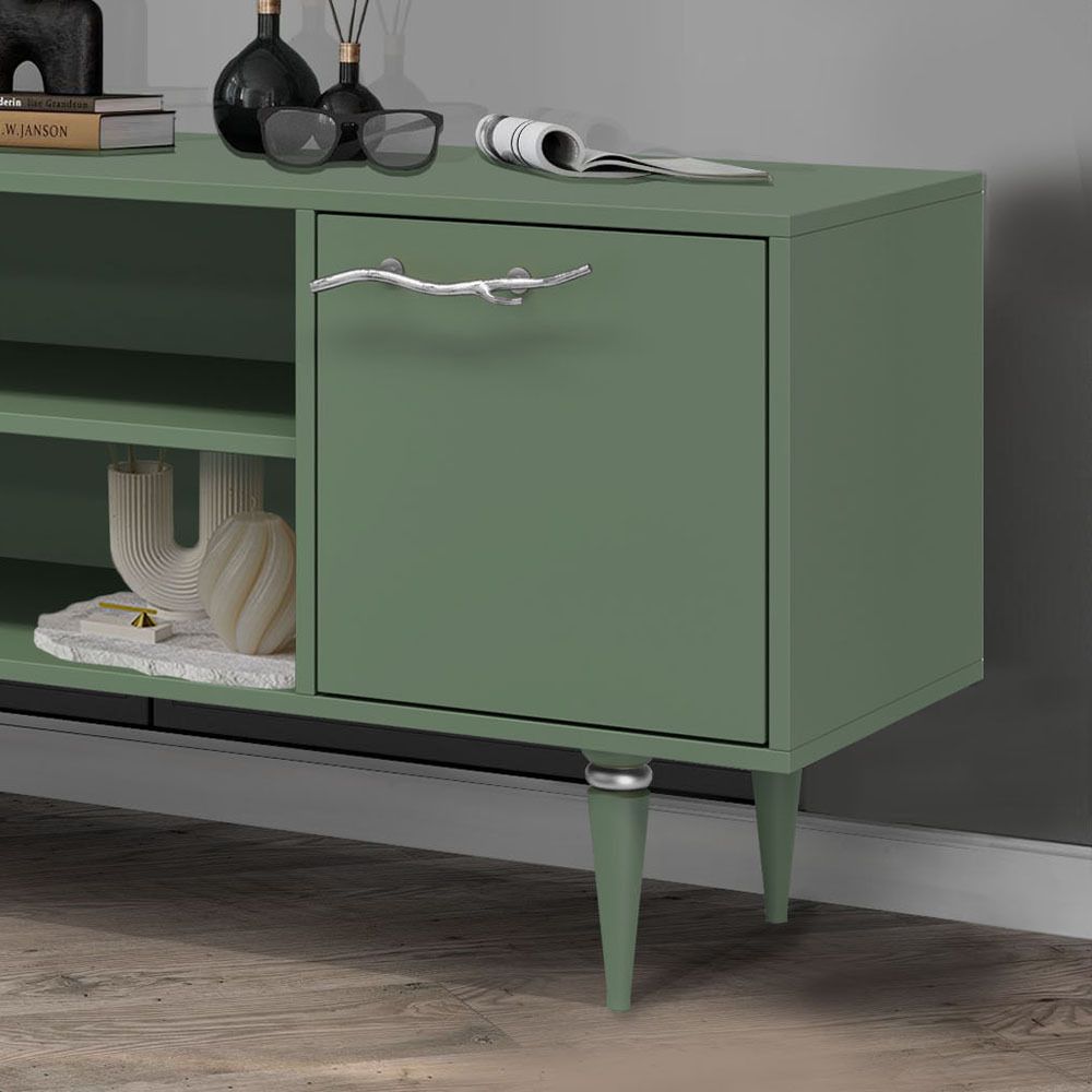 Тумба под ТВ Арт Колор matte 155см Классик Сильвер Зеленый нефрит матовый