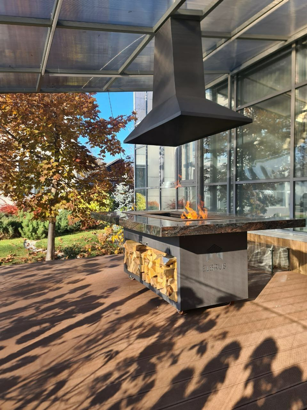Дровяной гриль-стол Elbrus Grill Монблан 1460 (столешница 2100x1400 мм)
