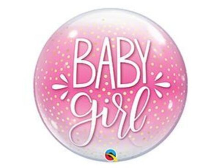 BUBBLE (55 см) сфера  Baby Girl конфетти, 1шт. с гелием