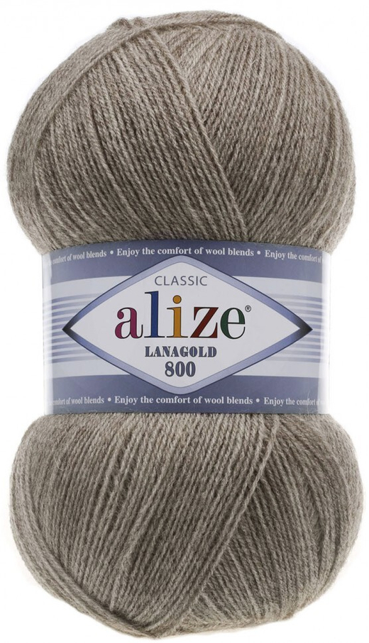 ALIZE "LANAGOLD 800", 49% шерсть, 51% акрил, 100 гр, 800 м, 207 светло-коричневый