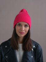 Шапка вязаная-резинка весенняя/осенняя хлопковая КЭП(Фуксия)
