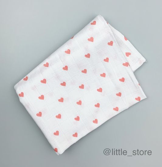 Пеленка муслиновая "Сердечки"