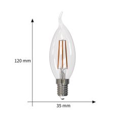 LED-CW35-9W-3000K-E14-CL-DIM GLA01TR Лампа светодиодная диммируемая. Форма свеча на ветру. прозрачная. Серия Air. Теплый белый свет 3000K. Картон. ТМ Uniel.