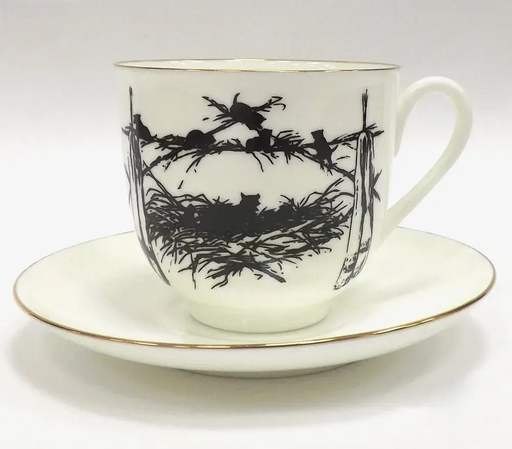 Чашка с блюдцем кофейная ф. Ландыш рис. Силуэты. Котята арт. 81.17258.00.1
