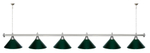 Лампа STARTBILLIARDS 6 пл. (плафоны зеленые,штанга зеленая,фурнитура золото)