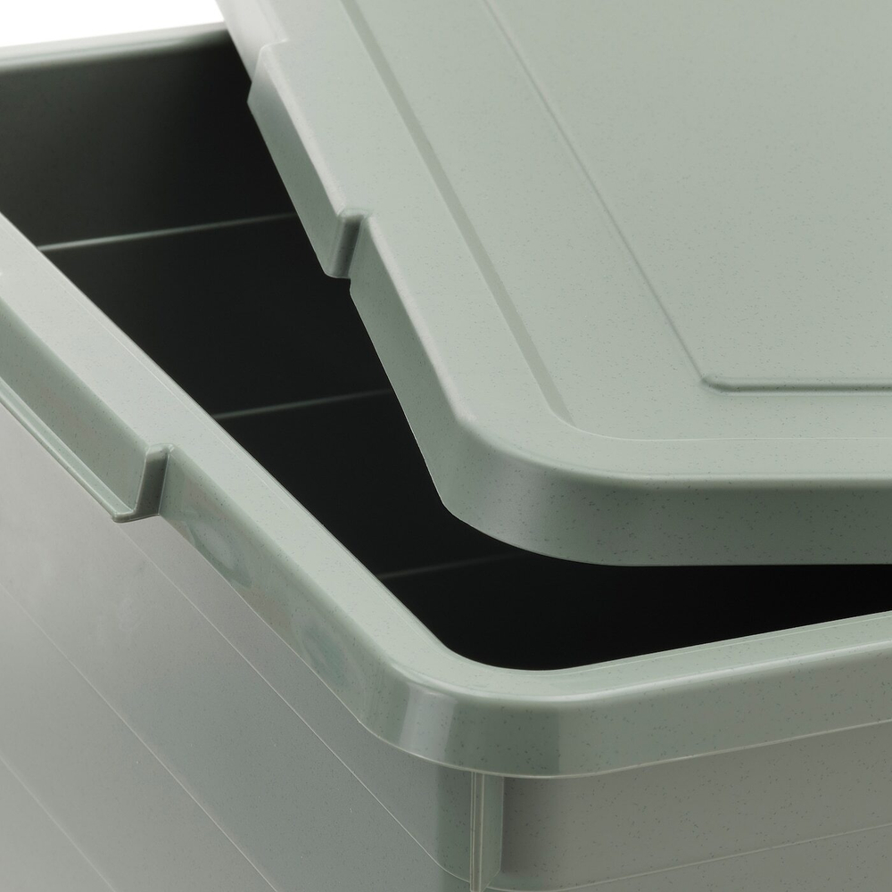 Коробка для хранения с крышкой IKEA SOCKERBIT (СОККЕРБИТ), Серо-зеленый, 38х76х30 см